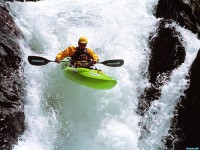     - Pro Kayaker Brad Ludden, Running a Waterfall, Rattlesnake Creek, California